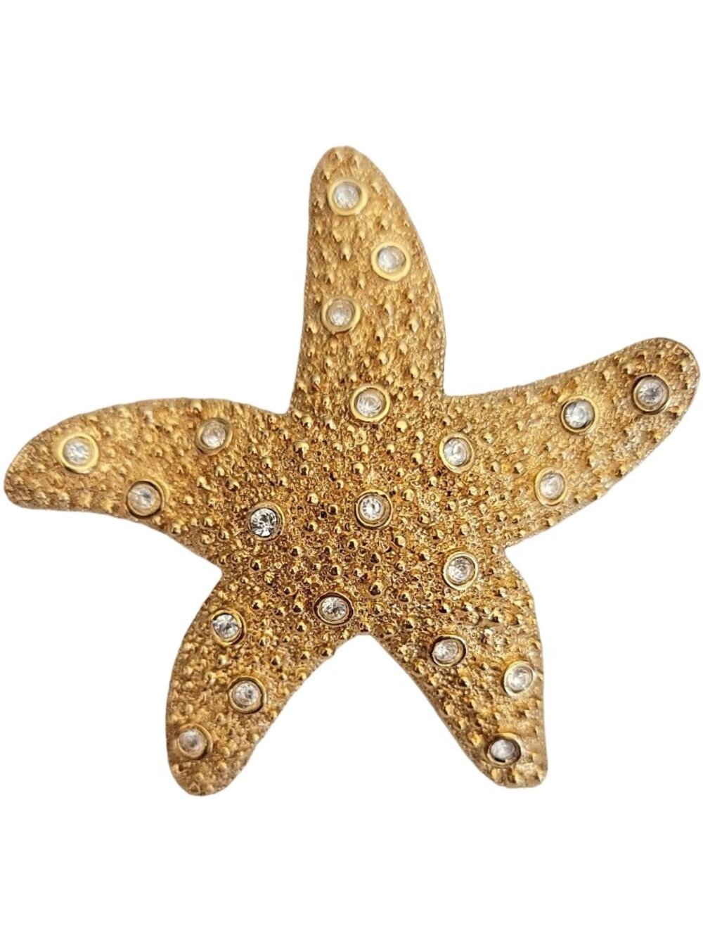 Swarovski Gold Tone Clear Crystal Starfish Brooch Pin, M563